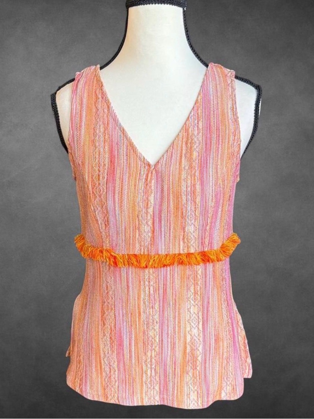 Fashion 2 Fashion Multicolor Fringe Knit Tank Top - M